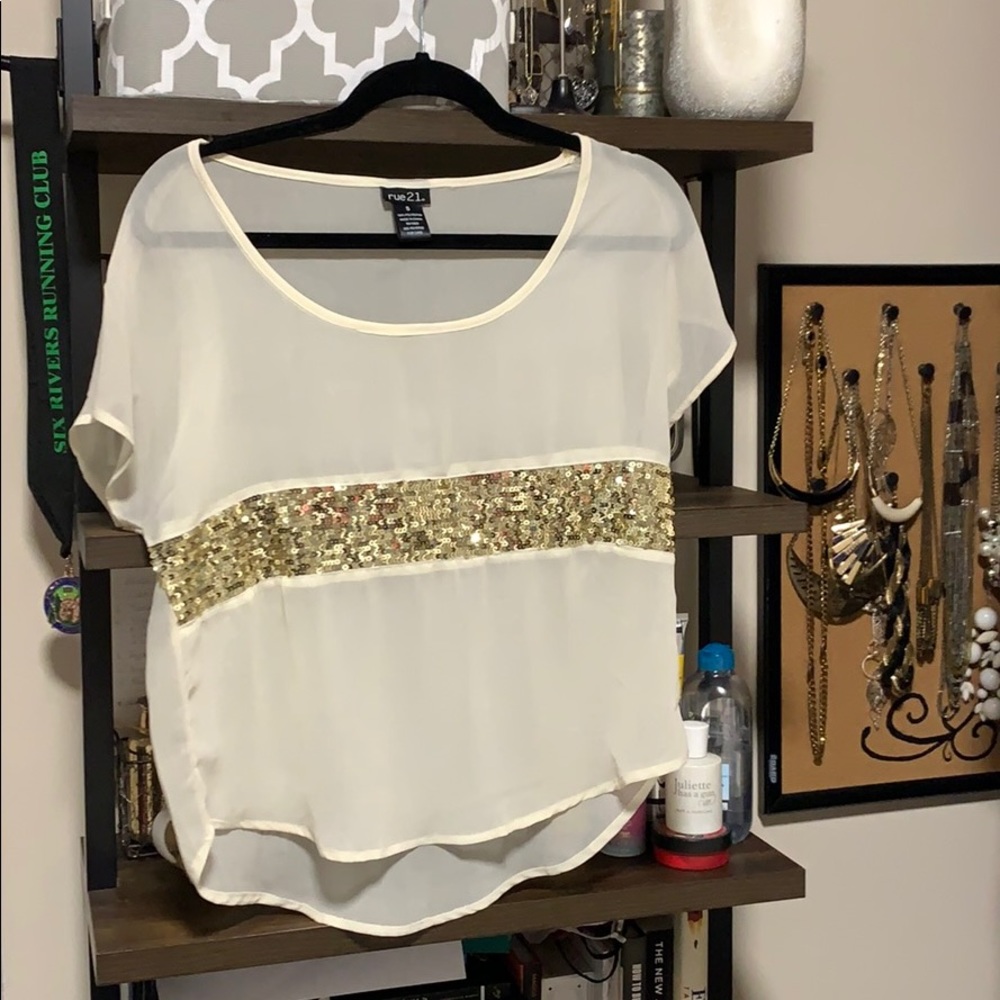 Gold Sequin Holiday Blouse